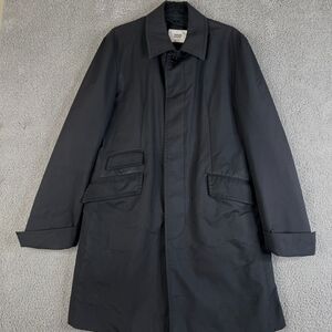 Takeo Kikuchi Coat Mens Large Black 4 Mid Length Removable Liner Collar Button